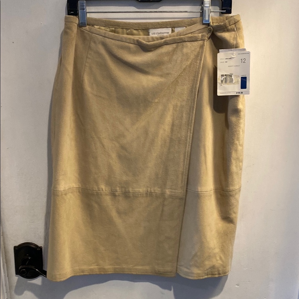 Liz Claiborne Tan 100% suede Wrap Skirt
